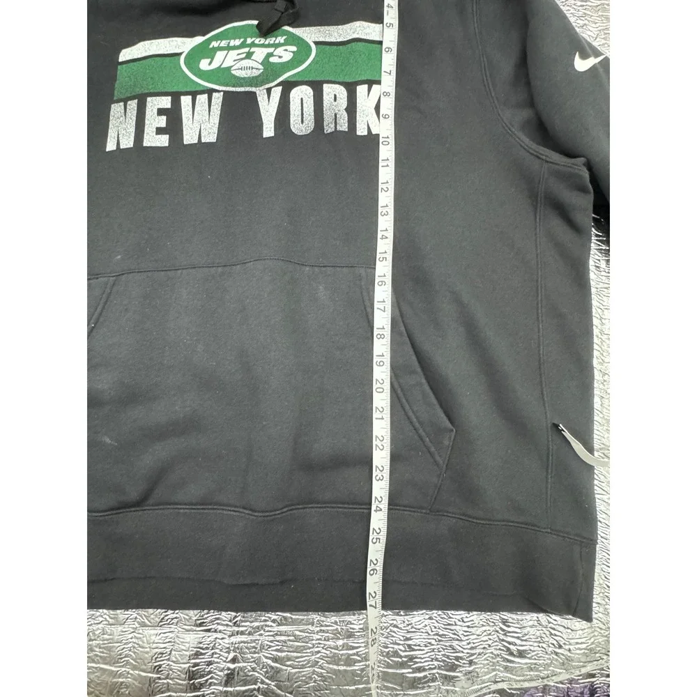 Nike New York Jets NFL Hoodie Mens XXL Black Distressed Graphic Sweatshirt